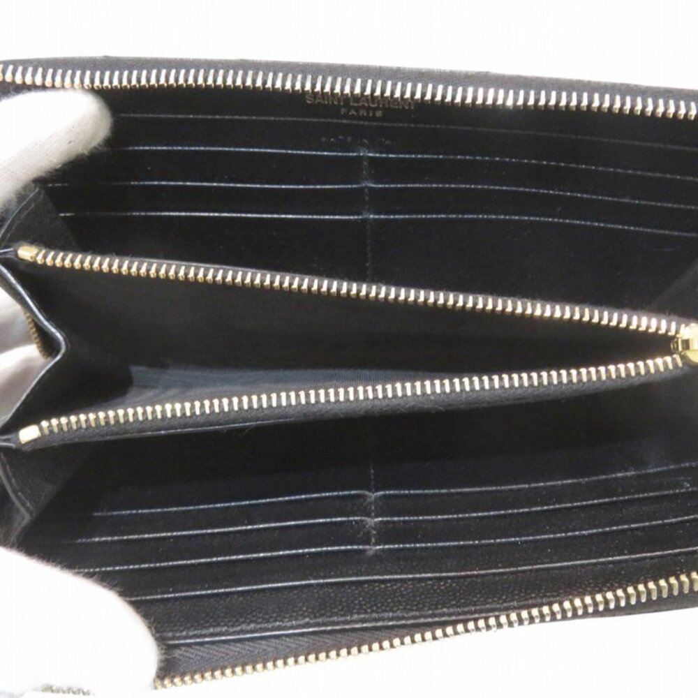 Saint Laurent Yves Stitch Zip Around Monogram YSL Wallet Leather - Picture 3 of 9